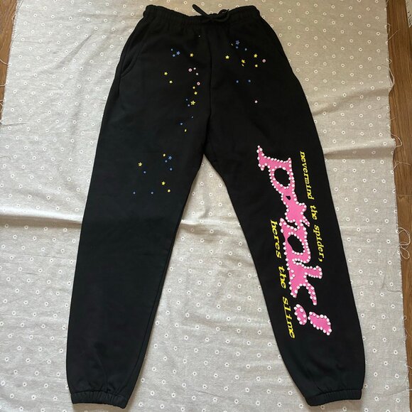 Sp5der Black Pink Sweatpants Size M